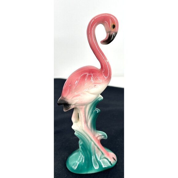 Flamingo Figurine Pink Ceramic 8" Mid Century 1950's Glossy Art Deco Vintage - Picture 3 of 7